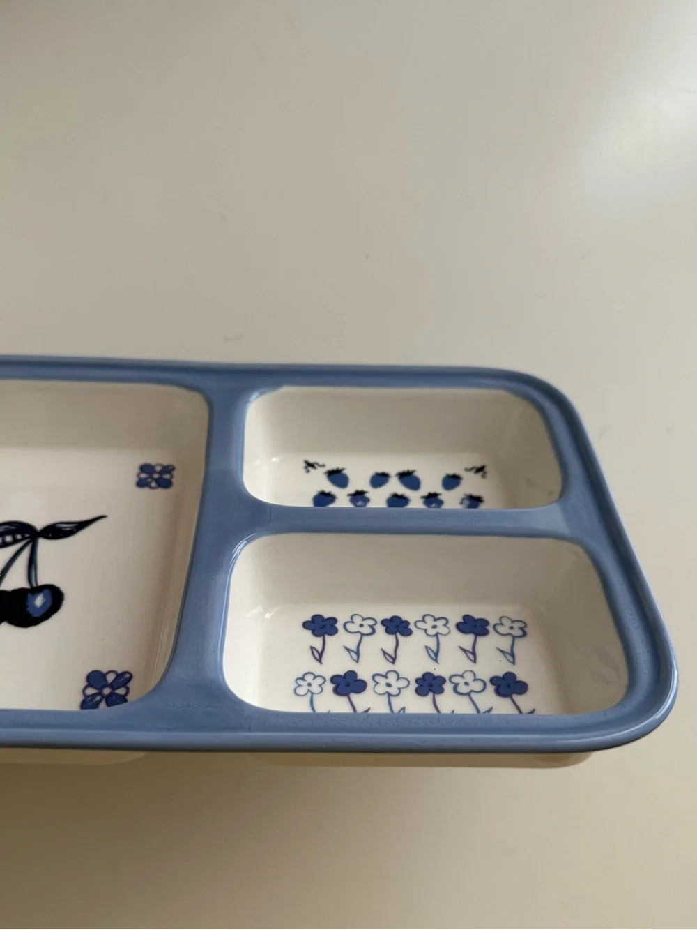 Blue/White Ceramic Divided Tray - Organizer